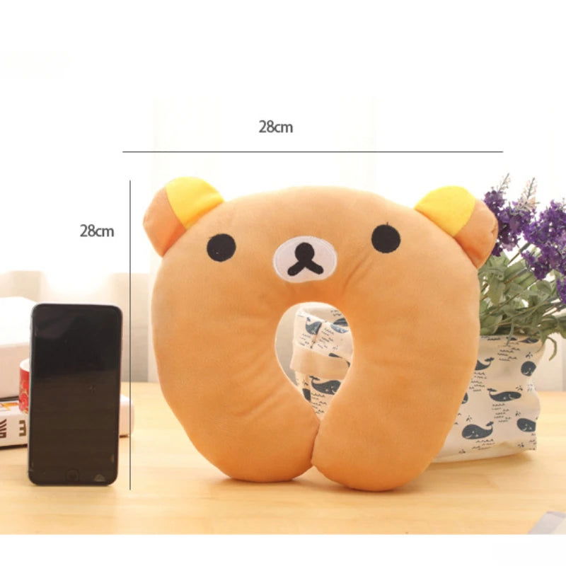 Creative Cute Animal Panda Cat Bear Plush U-shaped Pillow Cervical Spine Neck Travel Portable Home Office for Children Lovely - Slobuy