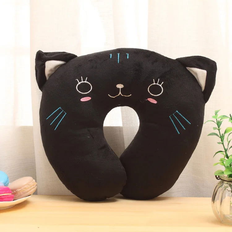 Creative Cute Animal Panda Cat Bear Plush U-shaped Pillow Cervical Spine Neck Travel Portable Home Office for Children Lovely - Slobuy