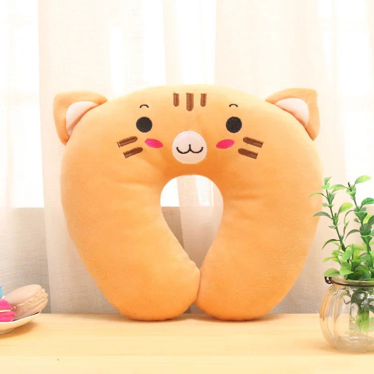 Creative Cute Animal Panda Cat Bear Plush U-shaped Pillow Cervical Spine Neck Travel Portable Home Office for Children Lovely - Slobuy