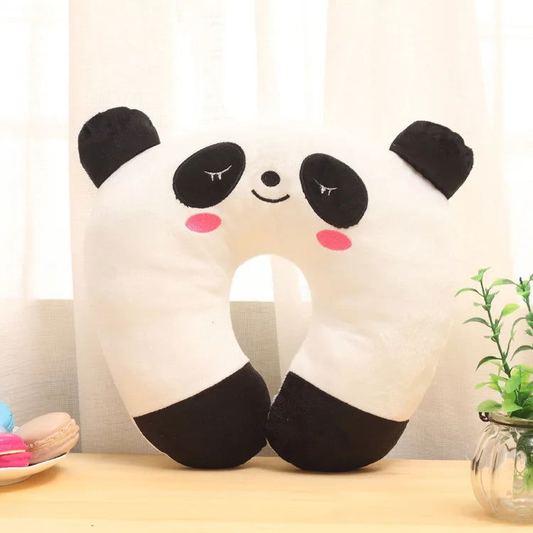 Creative Cute Animal Panda Cat Bear Plush U-shaped Pillow Cervical Spine Neck Travel Portable Home Office for Children Lovely - Slobuy