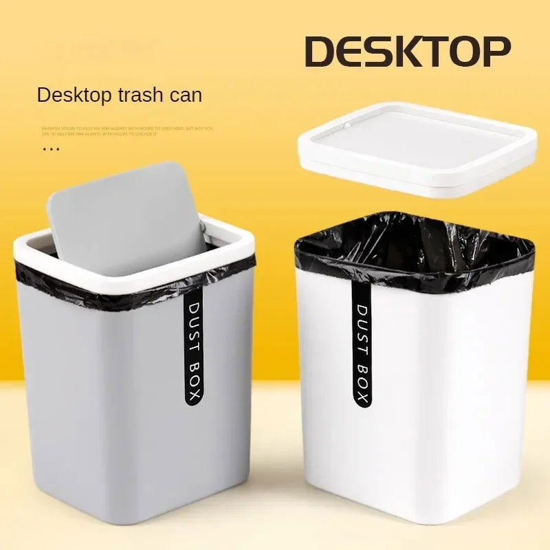 Creative Mini Small Waste Bin Desktop Garbage Basket Home Table Plastic Office Supplies Trash Can Dustbin Sundries Barrel Box - Slobuy