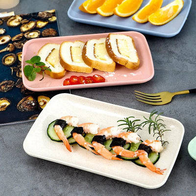 Creative Wheat Straw Rectangular Plate Melamine Healthy Tableware Kitchen Cooking Utensils Dessert Sushi Pasta Plate Dishes - Slobuy