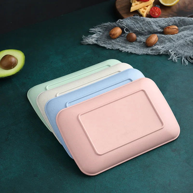 Creative Wheat Straw Rectangular Plate Melamine Healthy Tableware Kitchen Cooking Utensils Dessert Sushi Pasta Plate Dishes - Slobuy