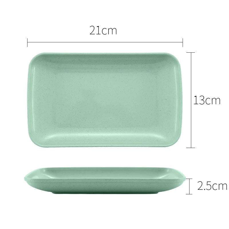 Creative Wheat Straw Rectangular Plate Melamine Healthy Tableware Kitchen Cooking Utensils Dessert Sushi Pasta Plate Dishes - Slobuy