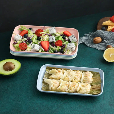 Creative Wheat Straw Rectangular Plate Melamine Healthy Tableware Utensils Dessert Sushi Pasta Plate Dishes Kitchen Cooking - Slobuy