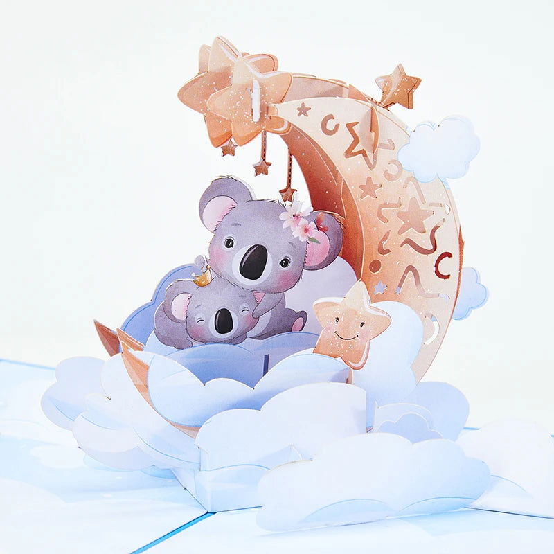 Crescent Pop Up Card Hummingbird Birthday Card Pop Up Cards for Mother's Day Halloween Christmas - Slobuy