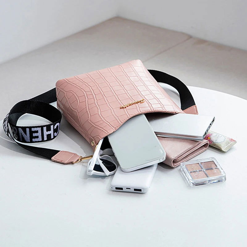 Crocodile Messenger Bags For Women Luxury High Quality Ladies Handbags Bucket Bag Pu Leather Crossbody Shoulder Bag Female - Slobuy