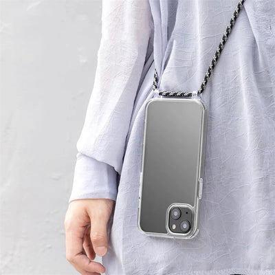 Crossbody Necklace Cord Lanyard Transparent Hard Phone Case For iPhone 15 14 13 12 11 Pro Max XS XR X 8 7 Plus Clear Soft Cover - Slobuy