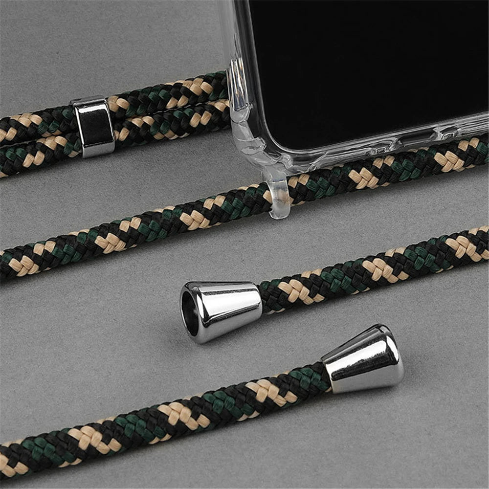 Crossbody Necklace Cord Lanyard Transparent Hard Phone Case For iPhone 15 14 13 12 11 Pro Max XS XR X 8 7 Plus Clear Soft Cover - Slobuy