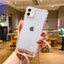 Crossbody Necklace Cord Lanyard Transparent Hard Phone Case For iPhone 15 14 13 12 11 Pro Max XS XR X 8 7 Plus Clear Soft Cover - Slobuy