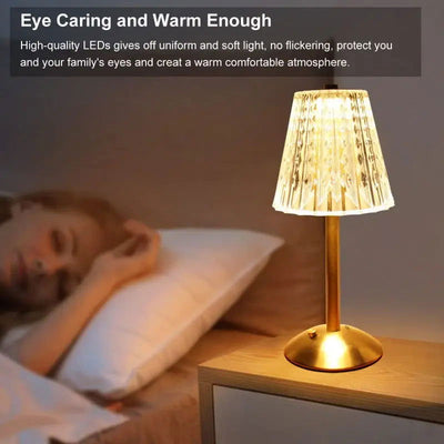 Crystal Diamond Table Lamp Touch Sensor Cordless Desk Lamp Rechargeable Bedside Night Light Hotel Restaurant Crystal Lighting - Slobuy