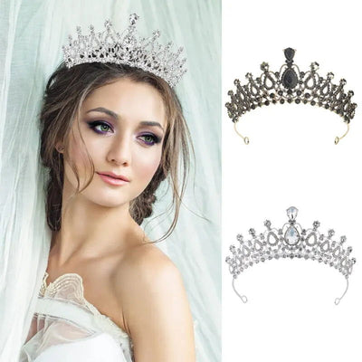 Crystal Wedding Tiara for Women Royal Queen Crown Rhinestone Princess Tiara Hair Accessories Quinceanera Headpieces - Slobuy