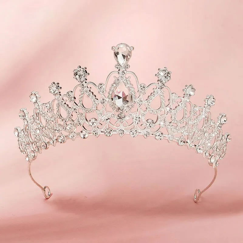 Crystal Wedding Tiara for Women Royal Queen Crown Rhinestone Princess Tiara Hair Accessories Quinceanera Headpieces - Slobuy
