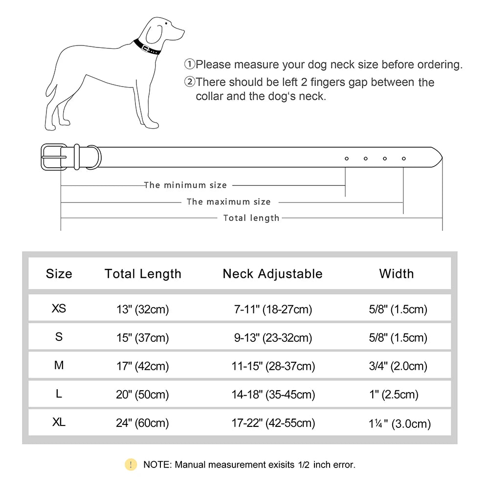 Customized Leather ID Nameplate Dog Collar Soft Padded Dogs Collars Free Engraving Name for Small Medium Large Dogs Adjustable - Slobuy