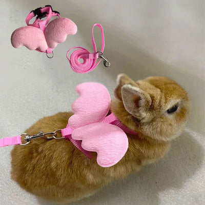 Cute Angel Wing Pet Rabbit Harness and Leash for Cats Rabbits Personalized Rabbit Harnesses Bunny Accessories Hamster Clothes - Slobuy