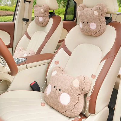 Cute Car Neck Pillow Cartoon Animal Headrest Travel Rest Cushion Plush Auto Seat Neck Lumbar Support Car Interior Accessories - Slobuy