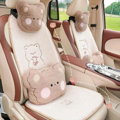 Cute Car Neck Pillow Cartoon Animal Headrest Travel Rest Cushion Plush Auto Seat Neck Lumbar Support Car Interior Accessories - Slobuy