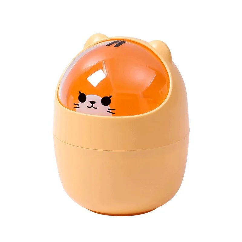 Cute Cartoon Cat Desktop Waste Bin for Home & Office Mini Garbage Cans with Lid - Slobuy