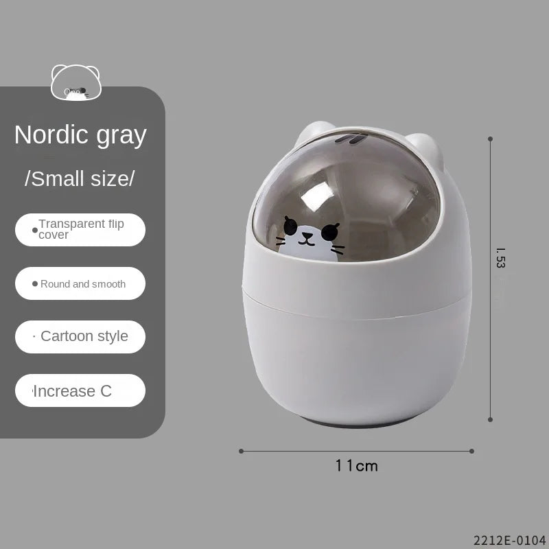 Cute Cartoon Cat Desktop Waste Bin for Home & Office Mini Garbage Cans with Lid - Slobuy
