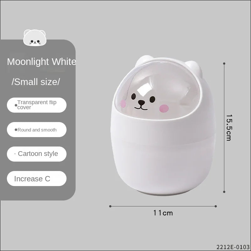 Cute Cartoon Cat Desktop Waste Bin for Home & Office Mini Garbage Cans with Lid - Slobuy