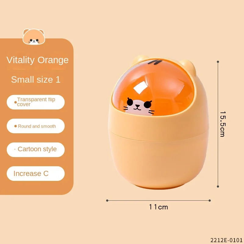 Cute Cartoon Cat Desktop Waste Bin for Home & Office Mini Garbage Cans with Lid - Slobuy