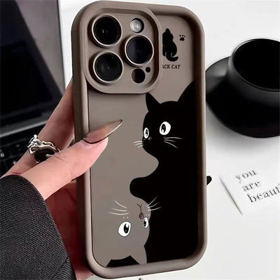 Cute Cartoon Cat Soft Phone Case For iPhone 15 Pro Max Cases iPhone 14 13 12 11 Pro Max XS Max XR X 7 8 Plus SE Shockproof Cover - Slobuy