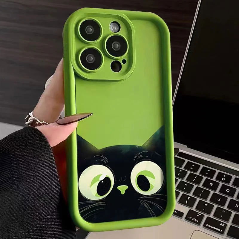 Cute Cartoon Cat Soft Phone Case For iPhone 15 Pro Max Cases iPhone 14 13 12 11 Pro Max XS Max XR X 7 8 Plus SE Shockproof Cover - Slobuy
