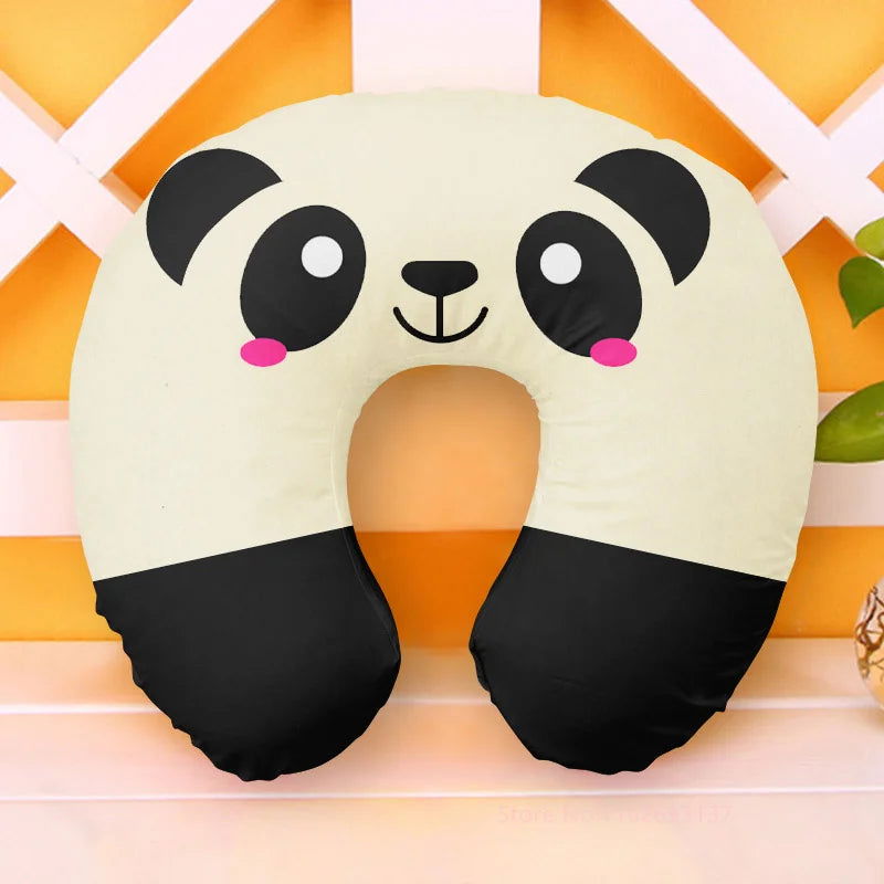 Cute Cartoon INS Style Travel Neck Pillow U-Shaped Panda Rainbow Cloud Fruit Inflatable Cushion For Kids Adults Family Friends - Slobuy