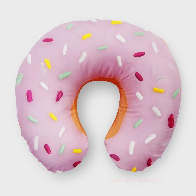 Cute Cartoon INS Style Travel Neck Pillow U-Shaped Panda Rainbow Cloud Fruit Inflatable Cushion For Kids Adults Family Friends - Slobuy