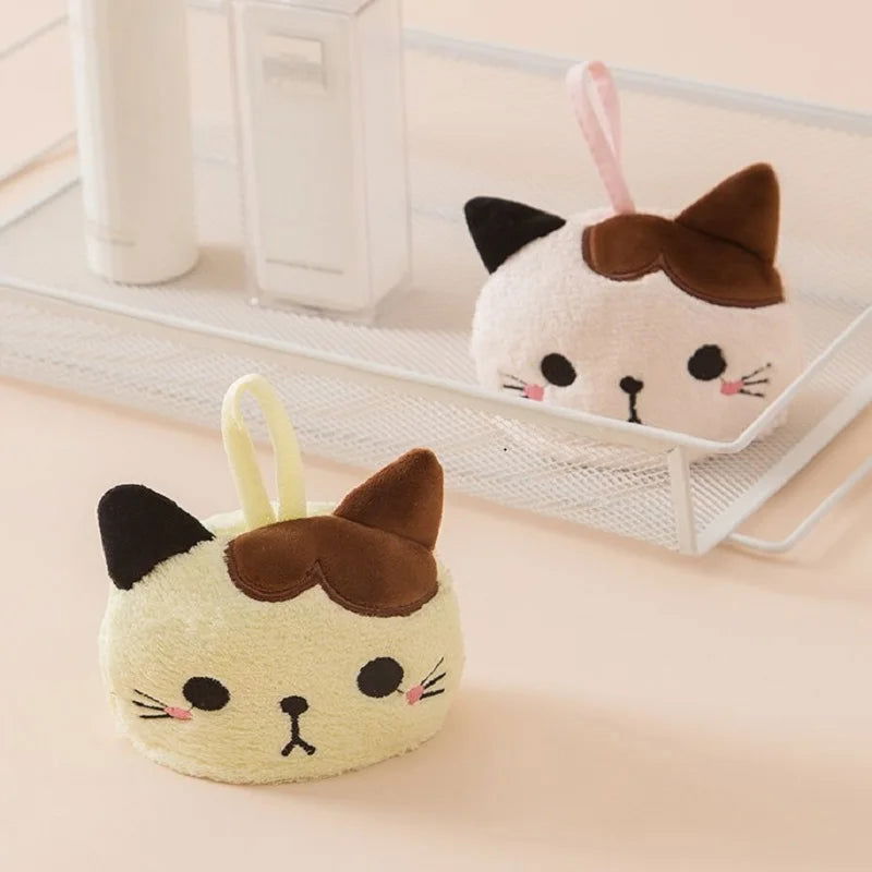Cute Cat Kitchen Cleaning Towel Hanging Hand Towels Absorbent  Dishcloths Coral Velvet Soft Cleaning Cloth Rag - Slobuy
