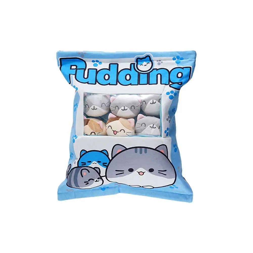 Cute Cat Snack Pillow Pudding Decorative, Stuffed With Mini Animal Cat Dolls Pudding Plush Toy Kawaii Plush Pillow Gifts - Slobuy