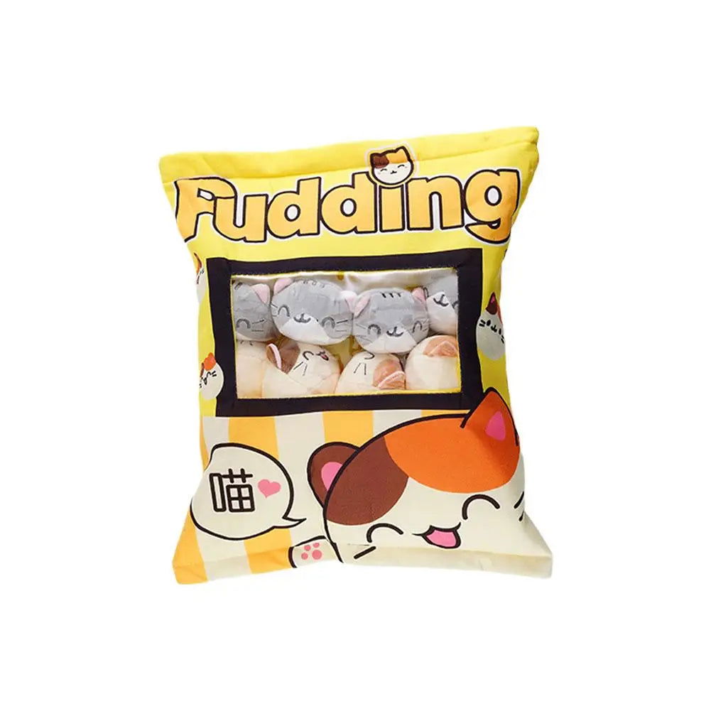 Cute Cat Snack Pillow Pudding Decorative, Stuffed With Mini Animal Cat Dolls Pudding Plush Toy Kawaii Plush Pillow Gifts - Slobuy