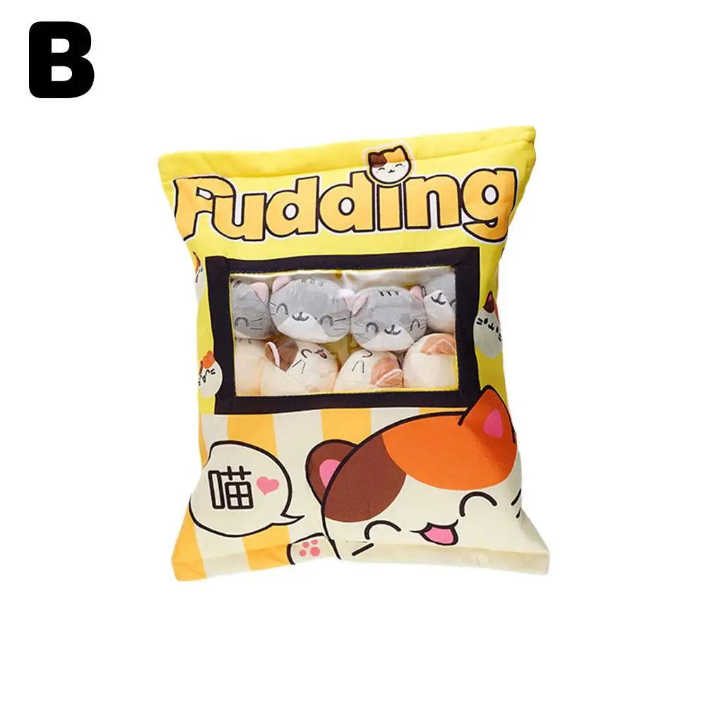 Cute Cat Snack Pillow Pudding Decorative, Stuffed With Mini Animal Cat Dolls Pudding Plush Toy Kawaii Plush Pillow Gifts - Slobuy