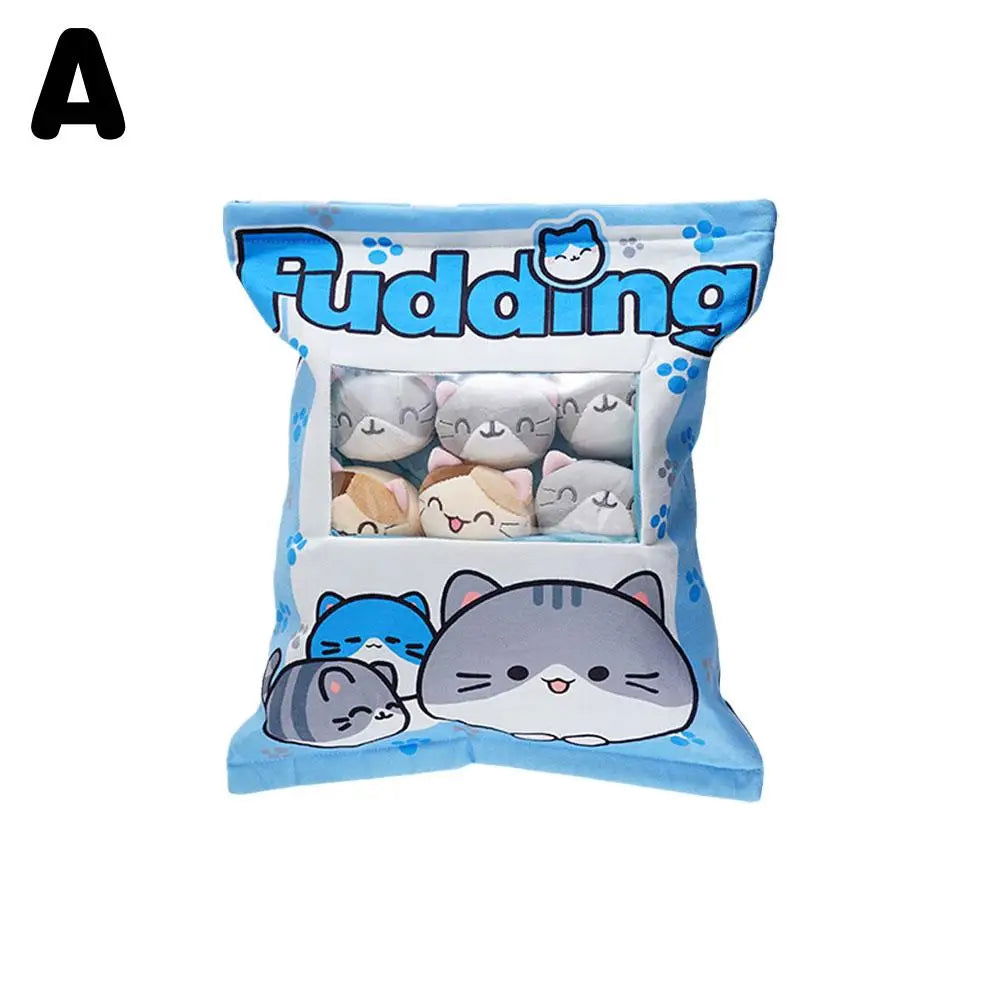 Cute Cat Snack Pillow Pudding Decorative, Stuffed With Mini Animal Cat Dolls Pudding Plush Toy Kawaii Plush Pillow Gifts - Slobuy