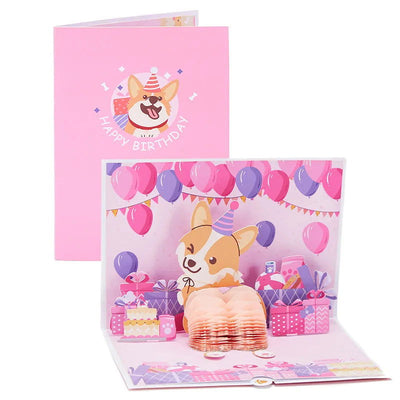 Cute Dog Pop Up Greeting Cards Pretty Animals Birthday Card With Envelope DIY Birthday Gifts Birthday Anniversary Greeting Card - Slobuy