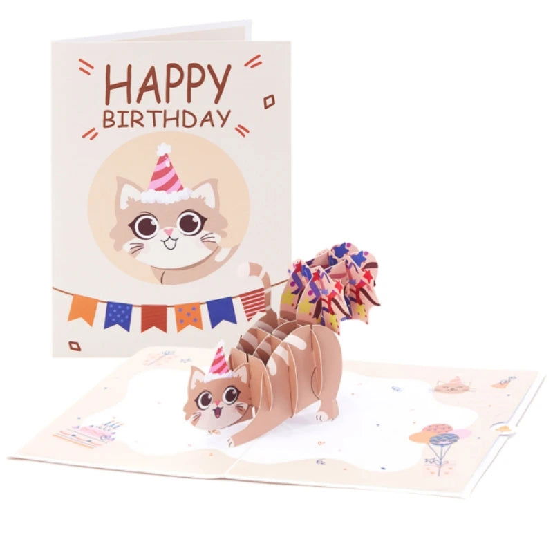 Cute Dog Pop Up Greeting Cards Pretty Animals Birthday Card With Envelope DIY Birthday Gifts Birthday Anniversary Greeting Card - Slobuy