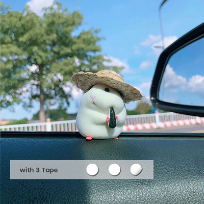 Cute Hamster with Straw Hat Car Ornament,Car Decoration Auto Interior Dashboard Accessories - Slobuy
