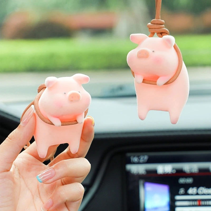 Cute Pig with Glasses Car Pendant Auto Rearview Mirror Pendants Swing Pig Coche Interior Decoraction Accessories Creative Gift - Slobuy