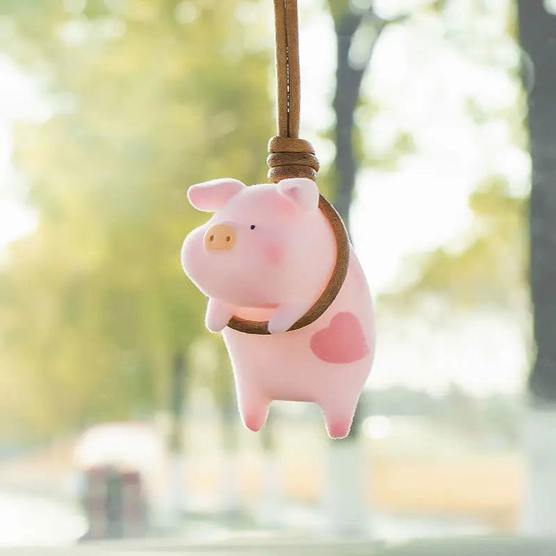Cute Pig with Glasses Car Pendant Auto Rearview Mirror Pendants Swing Pig Coche Interior Decoraction Accessories Creative Gift - Slobuy