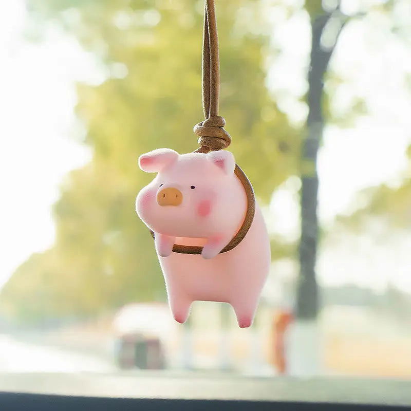 Cute Pig with Glasses Car Pendant Auto Rearview Mirror Pendants Swing Pig Coche Interior Decoraction Accessories Creative Gift - Slobuy