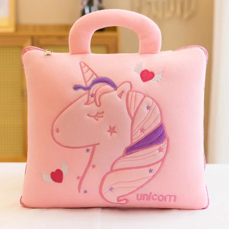 Cute Pillow Quilt Dual-use Pillow Folding Air Conditioning Blanket Car Interior Cushion Pillow 3-in-1 Office Nap Cushion Blanket - Slobuy