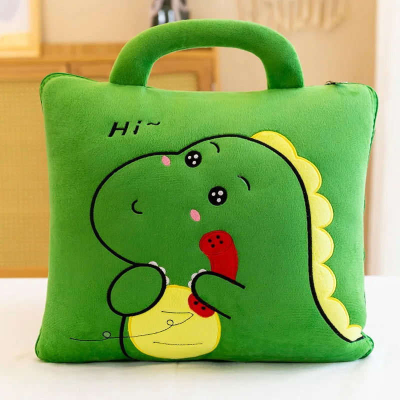 Cute Pillow Quilt Dual-use Pillow Folding Air Conditioning Blanket Car Interior Cushion Pillow 3-in-1 Office Nap Cushion Blanket - Slobuy