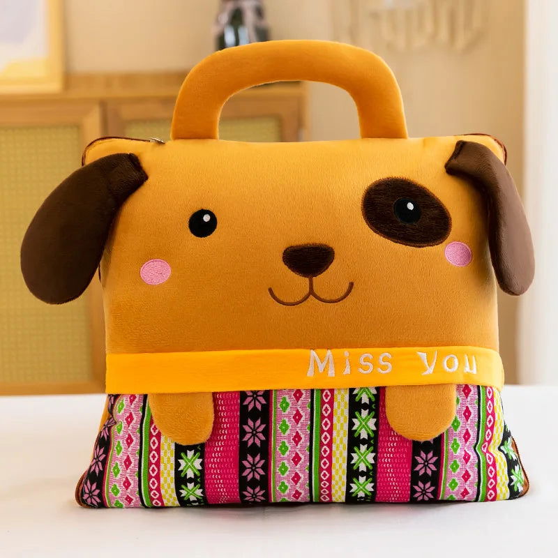 Cute Pillow Quilt Dual-use Pillow Folding Air Conditioning Blanket Car Interior Cushion Pillow 3-in-1 Office Nap Cushion Blanket - Slobuy