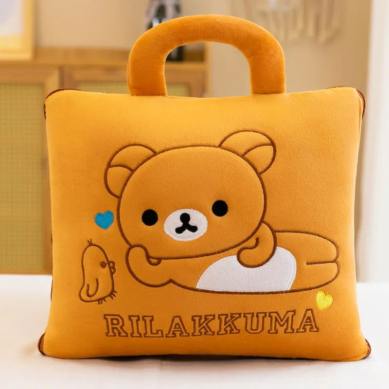 Cute Pillow Quilt Dual-use Pillow Folding Air Conditioning Blanket Car Interior Cushion Pillow 3-in-1 Office Nap Cushion Blanket - Slobuy