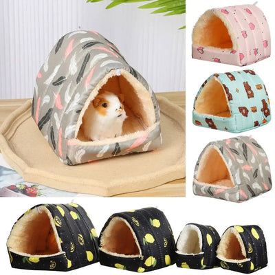 Cute Small Animal Sleeping Bed Hamster House Mini Pet Rabbit Squirrel Winter Warm Nest Comfortable Guinea Pig Nest - Slobuy