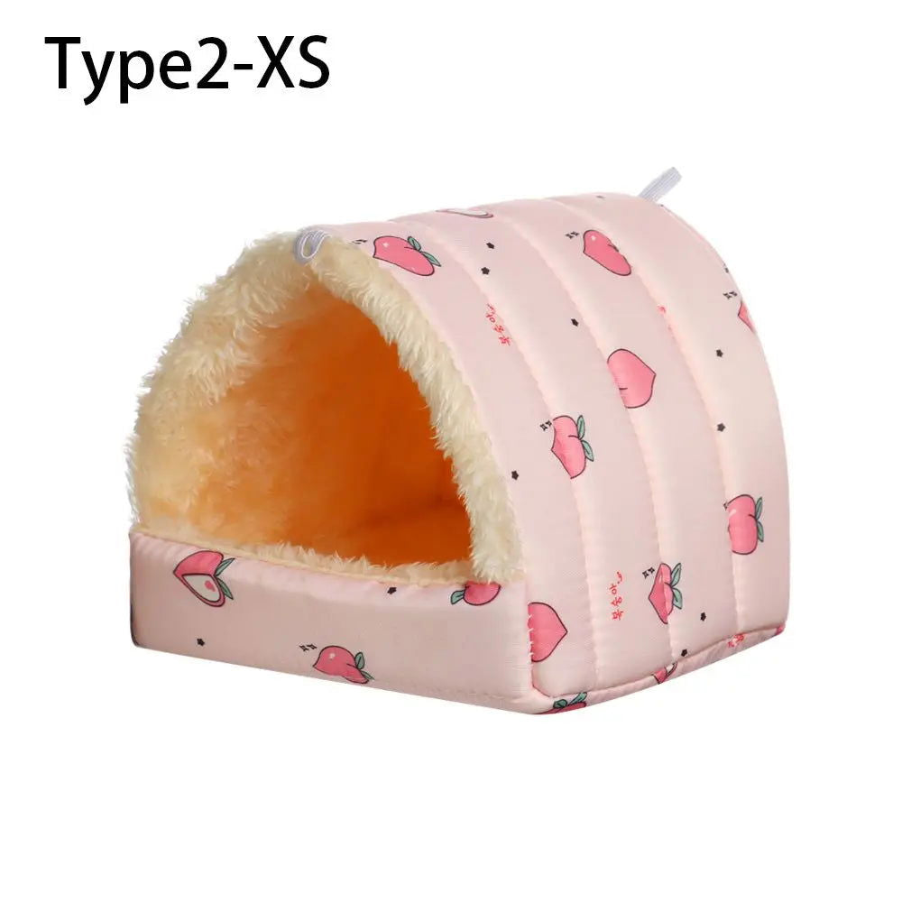 Cute Small Animal Sleeping Bed Hamster House Mini Pet Rabbit Squirrel Winter Warm Nest Comfortable Guinea Pig Nest - Slobuy