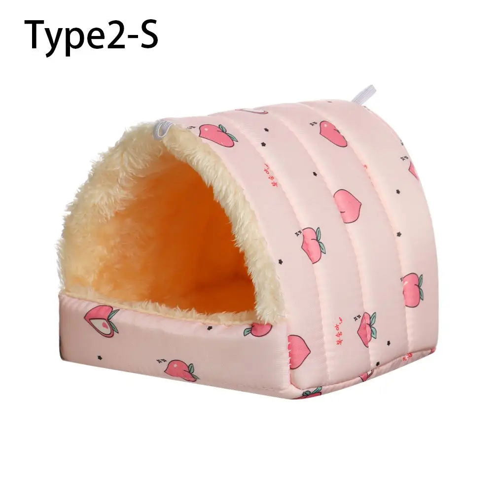 Cute Small Animal Sleeping Bed Hamster House Mini Pet Rabbit Squirrel Winter Warm Nest Comfortable Guinea Pig Nest - Slobuy