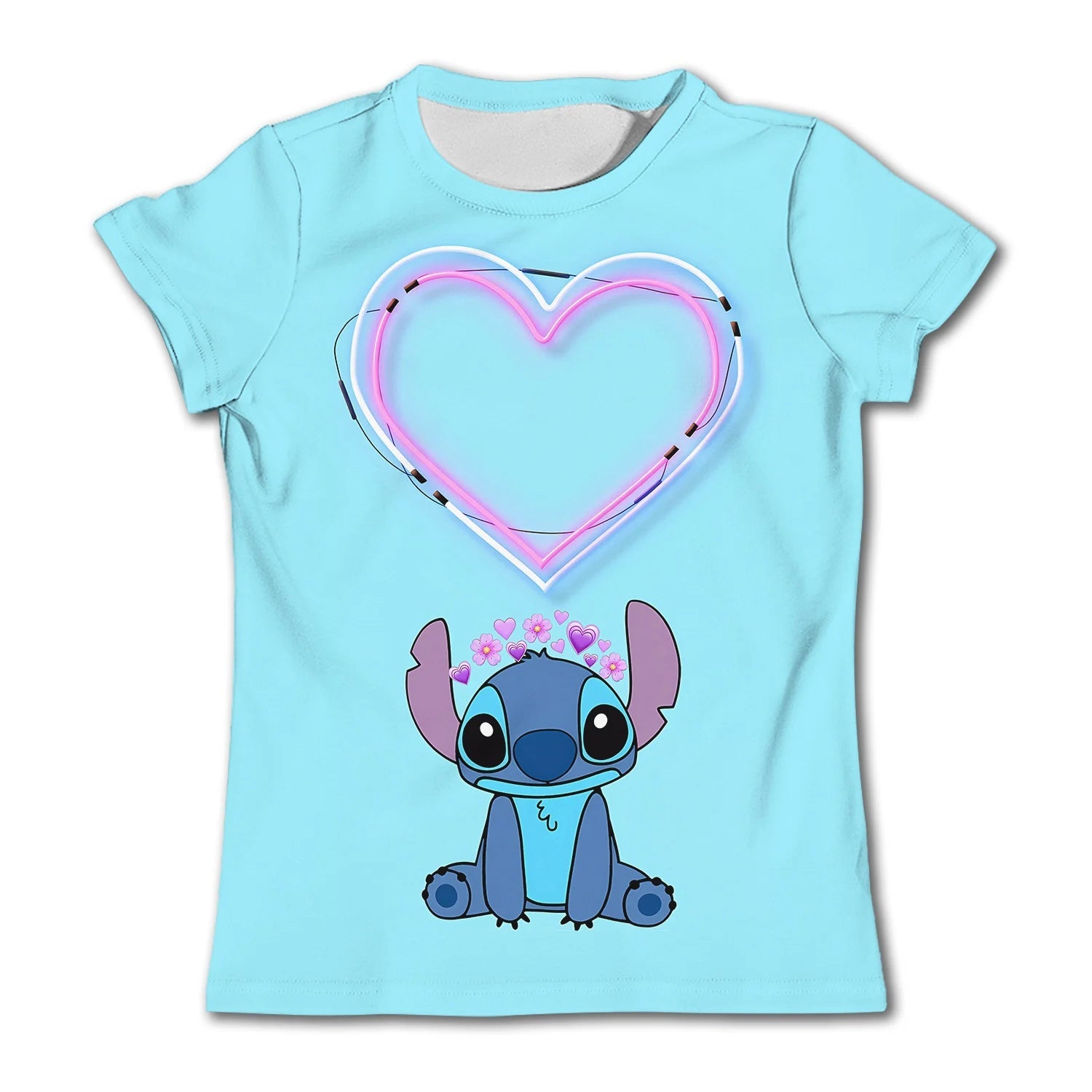 Cute Stitch printed girls T-shirt cartoon Disney children's short sleeved summer kids casual T shirts boy sports shirt quick dry - Slobuy