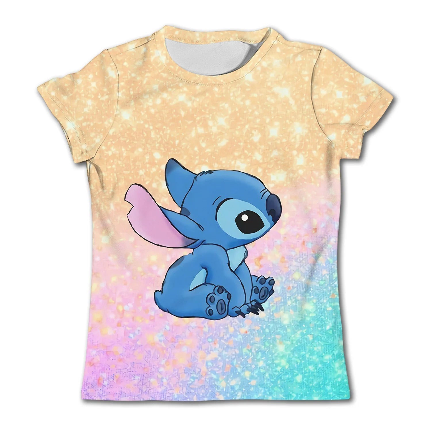 Cute Stitch printed girls T-shirt cartoon Disney children's short sleeved summer kids casual T shirts boy sports shirt quick dry - Slobuy