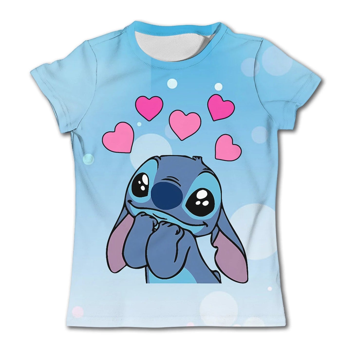 Cute Stitch printed girls T-shirt cartoon Disney children's short sleeved summer kids casual T shirts boy sports shirt quick dry - Slobuy